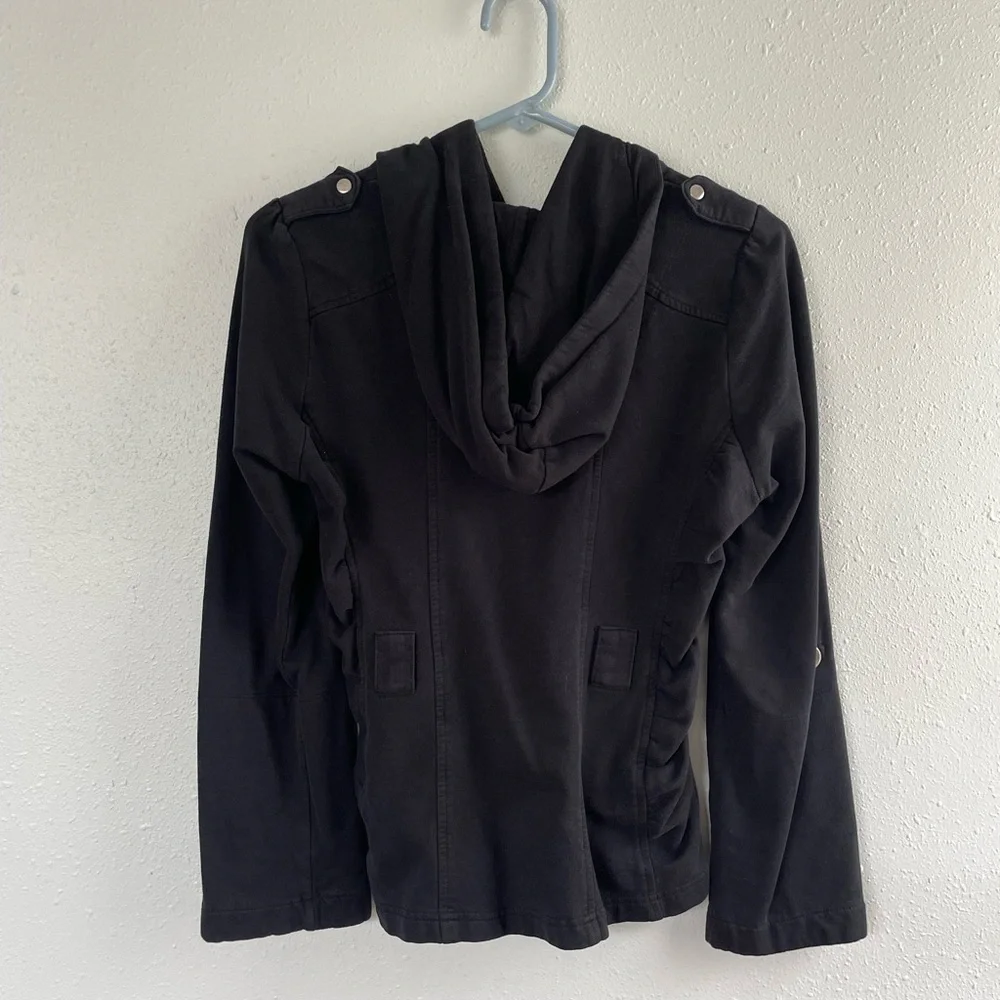 Vanity Black Utility Jacket with Hood - Picture 2 of 5